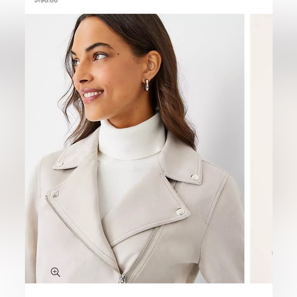 Ann Taylor Faux Suede Moto Jacket. Size 12. - Picture 3 of 8